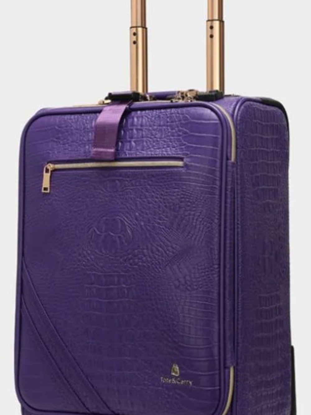 Statement Carry-On In Purple Croc-Embossed